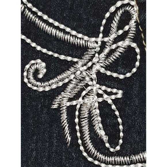 Miss Pirate Skinny Denim Jeans Women's 15 Blue Low Rise Dark Wash Embellished 34 - Picture 6 of 6